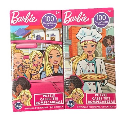 2 x 100pc Barbie 15'' x 11.25'' Jigsaw Puzzles: PIZZA CHEF & FRIENDS (TCG Toys)