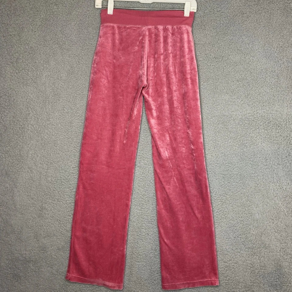 Pantalones pequeños de terciopelo rosa adornados con lentejuelas bordadas pavo real BCBG MaxAzria Y2K Foto 2 de 4