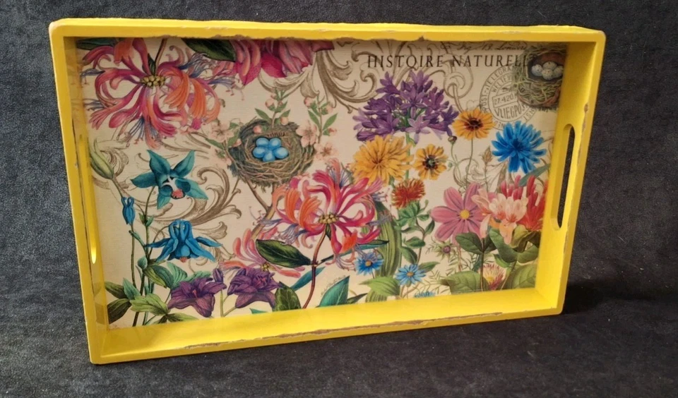 Michel Design Works French Floral HISTOIRE NATURELLE Wooden Vanity Tray - Image 2 of 4