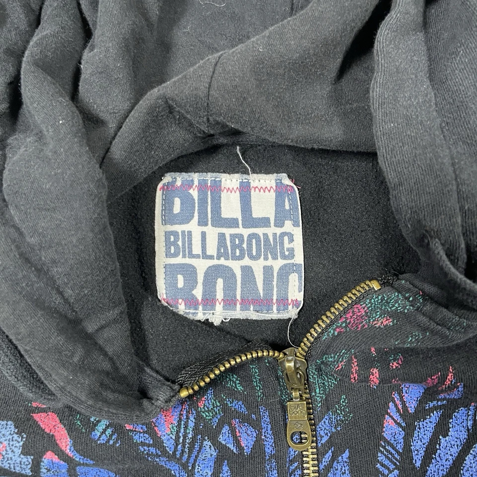 Vintage Y2K Billabong Zip Up Faded Black Hoodie Womens Medium 0935 - Image 4 of 4