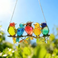 Handmade Bird Suncatcher , Acrylic Stained Glass Window Hanging Decor