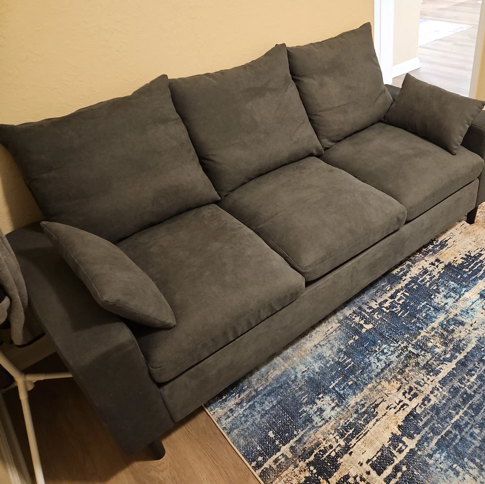 Juego de sofá de tela seccional reversible en forma de L sofá convertible sala de estar Foto 3 de 4