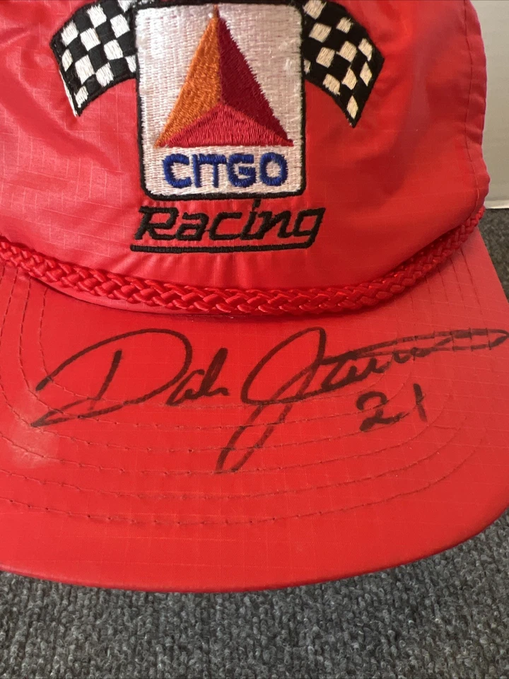 Dale Jarrett VTG Autographed Citgo Racing SnapBack Hat Red Braid 1980s - Image 2 of 4
