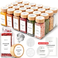 GewüRzgläSer Eckig Set Mit Bambusdeckel (24 X 120Ml) GewüRzstreuer Mit Streueins
