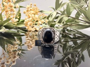 6,50 Karat Natürlicher Schwarzer Onyx Edelstein Handgefertigt Einstellbar Ring