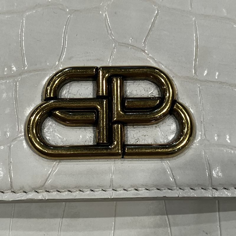 BALENCIAGA Crocodile Pattern Shoulder Bag Logo Push Lock White 560644 9001 image 7