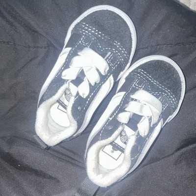 VANS Old Skool Black White Canvas Lace-Up Sneakers Baby Size 4 Unisex