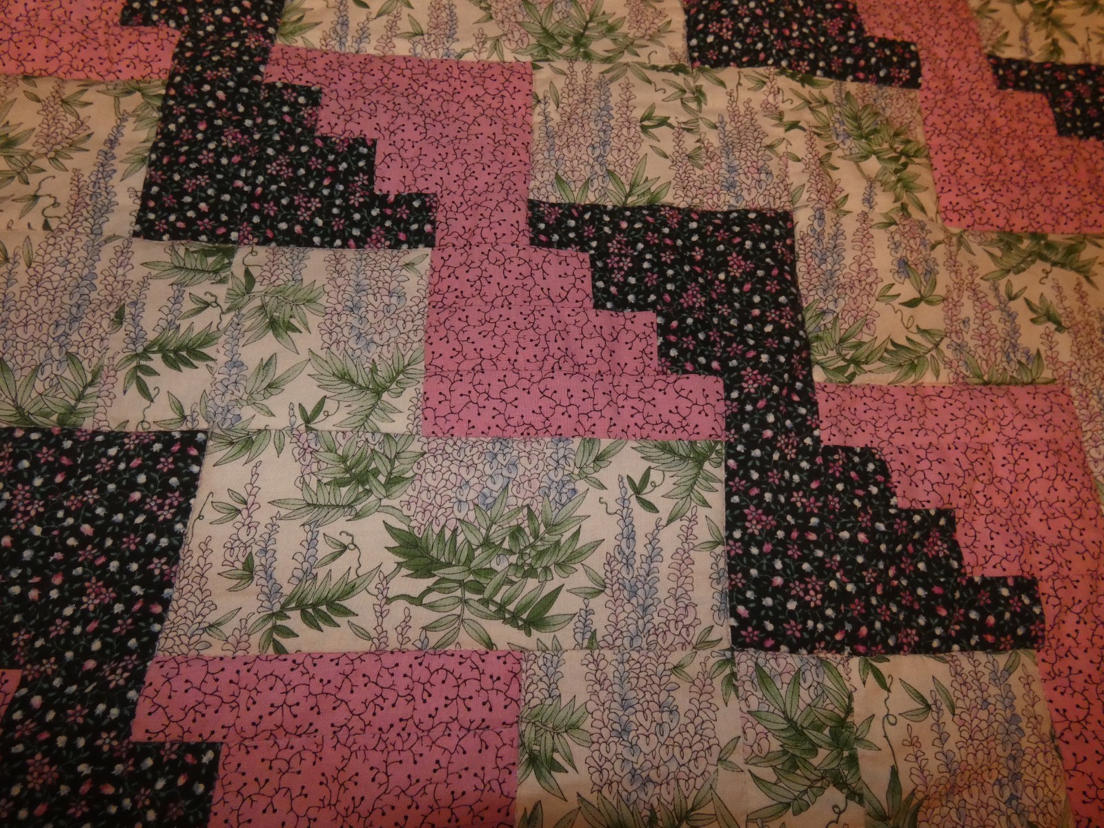 Attic Stair Handmade Quilt Some Tiny 1 Inch Blocks 46 x 55"