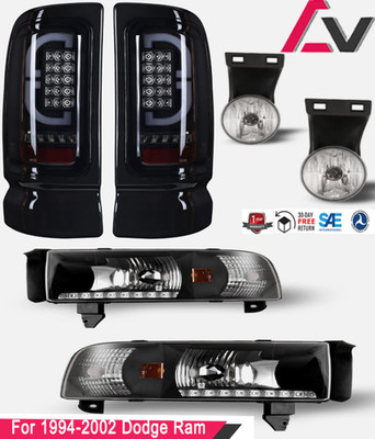 Headlights + Tail lights + Fog lights For 1994-2002 Dodge Ram 1500 2500 3500