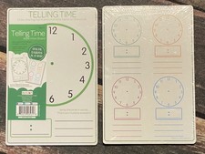 Dry Erase Clock Learn Tell Time Practice Writable Sturdy Board Double Sided