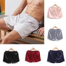 Mens Boxer Shorts Home Underwear Lingerie Nightwear Panties Satin Silk