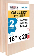 Unfinished Cradled Wood Panels for Painting, 2 Pack of 16X20 Inch - Gallery Birc