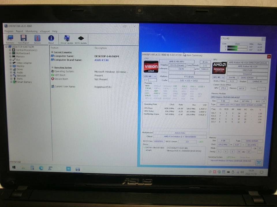 ASUS Notebook, Laptop, 15Zoll IceCOOL Radeon HD6320, AMD E-450,8Gb RAM - Bild 2 von 4