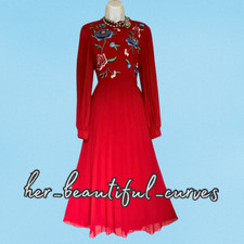 ASOS Embroidered FLORAL MIDI PLEAT OCCASION PARTY DRESS SIZE 14