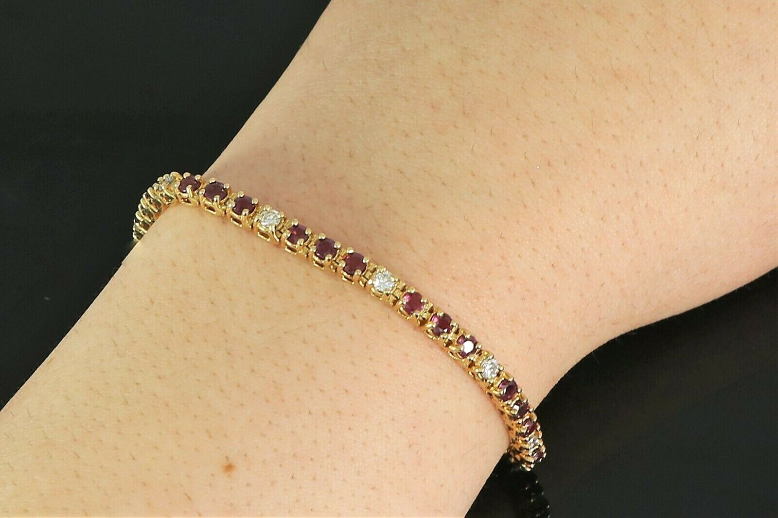 $7,500 14K Solid Yellow Gold Red Ruby Round Diamo… - image 2