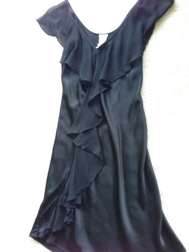 Intimissimi lingerie nightie pj black silk M shoulder-to-hem ruffle vintage Y2K