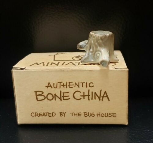 The Bug House Miniatures Bone China RARE VINTAGE COLLECTIBLE TREE STUMP Figure - Picture 1 of 7