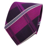 Tigertie Designer Seidenkrawatte Magenta Lila Blau Silber Gestreift - Krawatte
