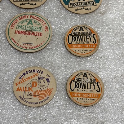 Lot of 12 Various Vintage Milk Caps from New York | eBay