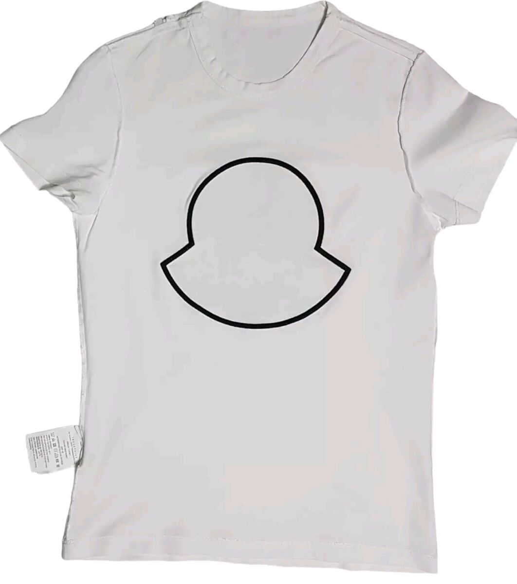 MONCLER White Original Cotton T-Shirt with Mountain Print Sz MONCLER White Original Cotton T-Shirt with Mountain Print Sz
