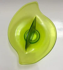 Vintage MCM Viking Glass Emerald Green Divided Candy Nut Dish Epic