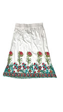 Whimsical Embroidered A line Organza Midi Skirt women s size Medium