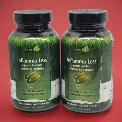 2 Bottles ~ Irwin Naturals Inflamma-Less Joint Comfort & Mobility  80 Caps Each