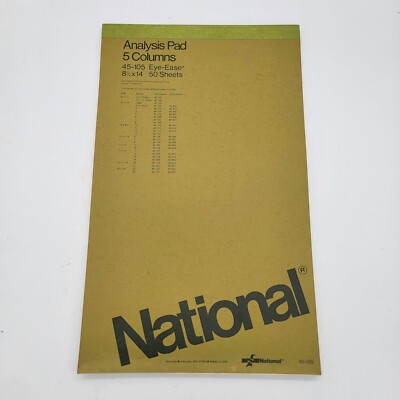 National Analysis Pad 5 Columns 45-105 8 1/2 X 14 50 Sheets NOS