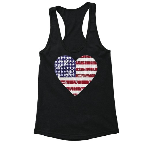 American Flag Eagle distressed Fourth 4th of July Gun Racerback Tanktop USA Tank - Picture 6 of 14