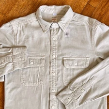 Old Navy Denim Workwear Shirt Men Small Heavy Cotton Long Sleeve Flap Pockets