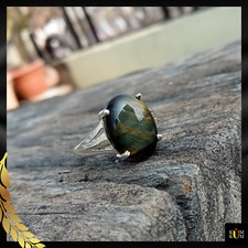 Blue Tiger's Eye Ring, Natural Blue Tiger Eye Gemstone Ring, 925 Silver Ring