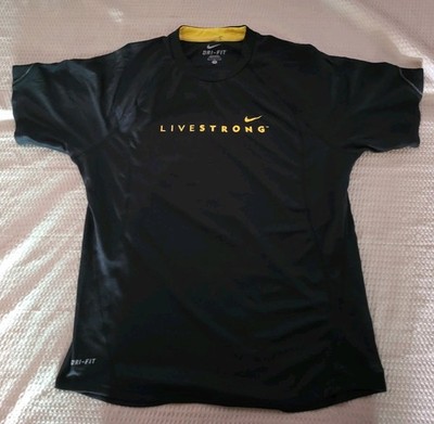 Nike Fit Dry Livestrong Lance Armstrong Athletic Cycling Shirt Black Medium 