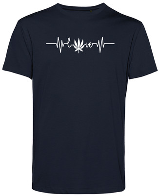 T-Shirt ''Herzschlag Hanf Love'' , 12 Farben, S-XXL, Damen/Herren, Bio-Baumwolle