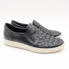 ECCO Soft 7 Woven Womens Size 36 US 5-5.5 Black Leather Slip On Shoes