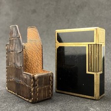 S.T. Dupont Line 1 Gas Lighter Small Roller Black Gold 2226 Used