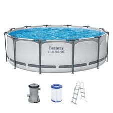Bestway® Steel Pro MAX™ Aufstellpool-Set mit 12 ft x 3.3 ft, Hellgrau.