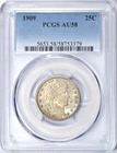 1909 BARBER QUARTER PCGS AU58 NICE COIN