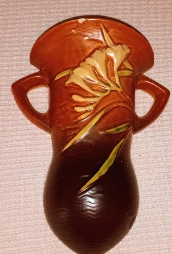 Vintage Roseville Pottery Freesia Wall Pocket #1296-8