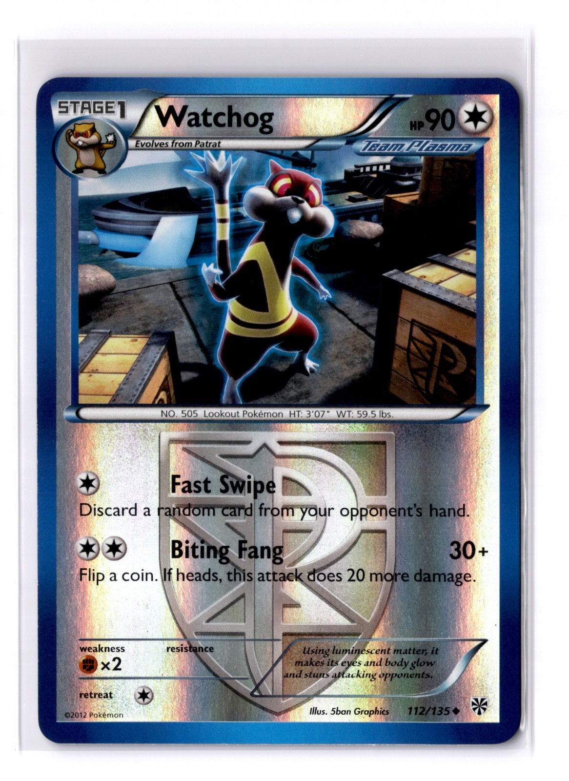 Watchog (Team Plasma) - 112/135 Plasma Storm Reverse Holo Rare - LP - POKEMON