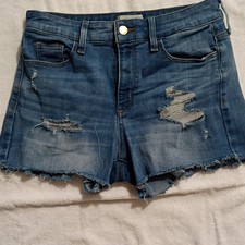 Universal Thread High Rise Cut Off Denim Shorts Blue Distressed Size 6