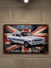 Ford Escort MK1 Metal Sign – Vintage Union Jack British Garage Wall Art