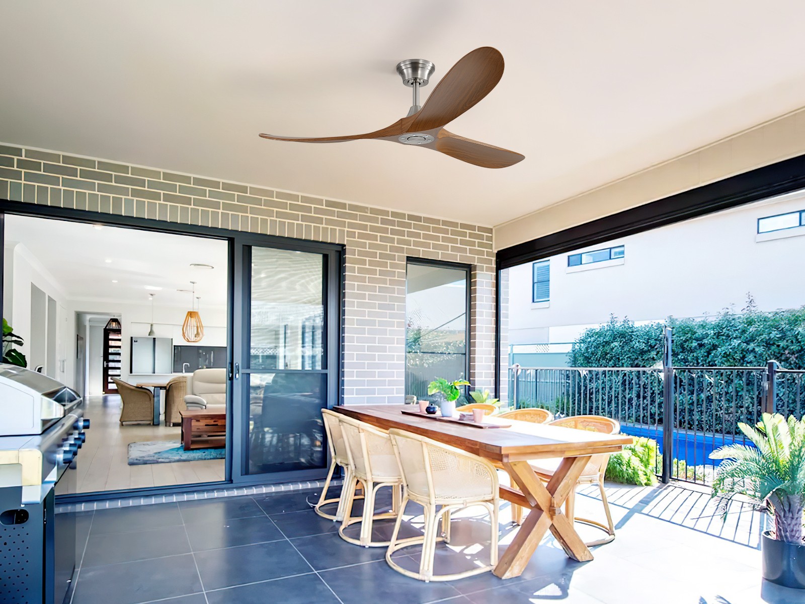 60 Inch Brush Nickel Ceiling Fan With Remote & Smart APP Control & Reversible DC