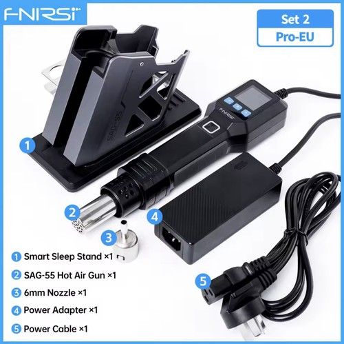 FNIRSI SAG-55 Digital Power Hot Air Gun 550W w/ Stand, Rework Soldering Heat Gun - Picture 2 of 6