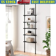 5-Tier Narrow Bookshelf Adjustable Tension Mount Space Saving Storage Unit New