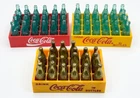 (3) Vintage COCA-COLA Orange & Red Crates Plastic & Brass Miniature Bottles Lot!