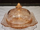 Jeanette Adam Pink Depression Glass Butter Cheese Dish with Cover Lid