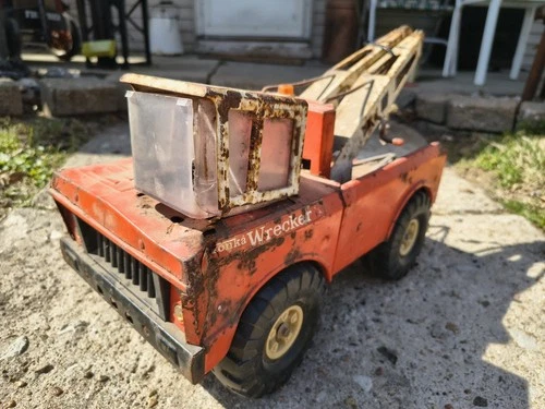 Mighty Tonka Wrecker Double Boom 24-HR Service AA Orange Tow Truck  1970s