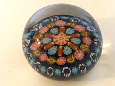 Paul Ysart Concentric Millefiori Art Glas Briefbeschwerer