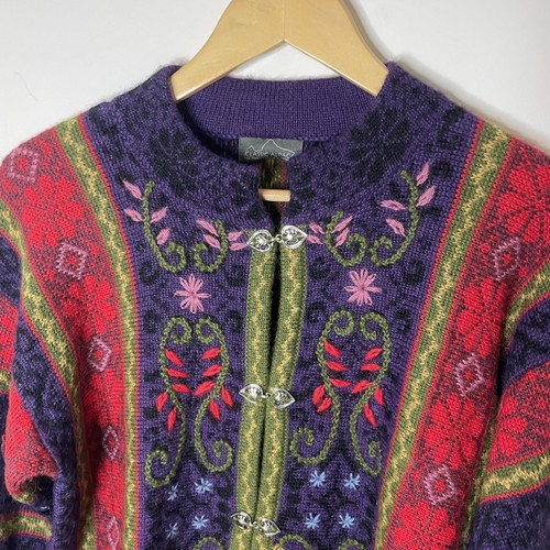 Cárdigan clásico tejido de alpaca talla M 100% alpaca hecho en Perú multicolor - Imagen 4 de 13