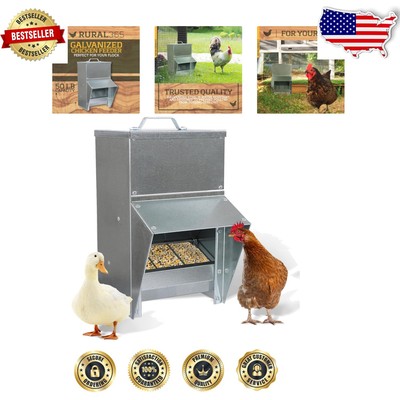 Weatherproof 50lb Galvanized Chicken Feeder with Awning for Durable Use